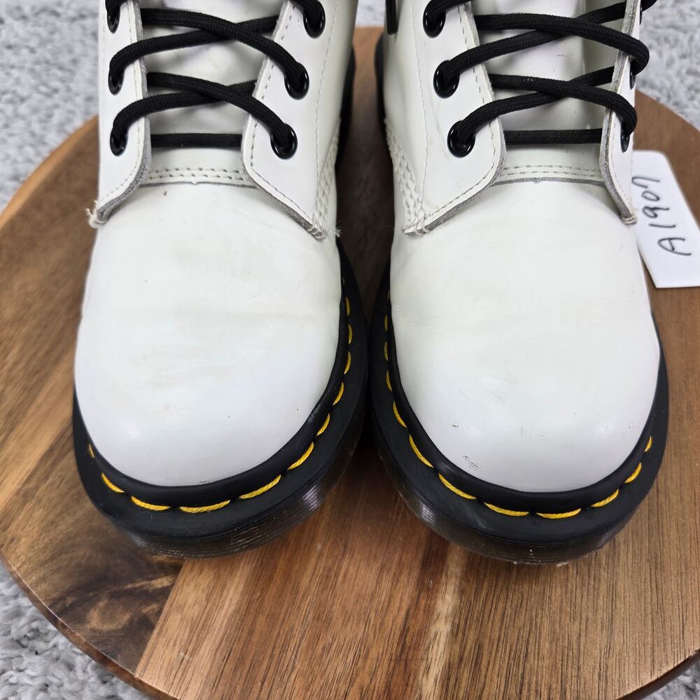 Dr. Martens Womens 6 1460 Smooth Leather White Lace Up Casual Y2K Combat Boots - Picture 6 of 13